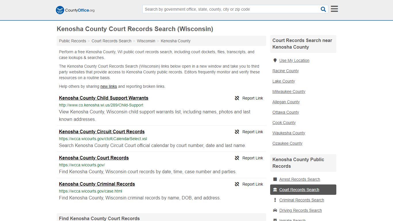 Court Records Search - Kenosha County, WI (Adoptions, Criminal, Child ...