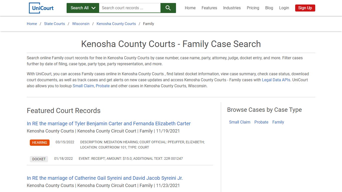 Family Case Search - Kenosha County Courts, Wisconsin